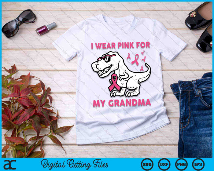 I Wear Pink For My Grandma Breast Cancer Dinosaur SVG PNG Digital Cutting Files