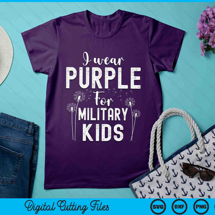 Ik draag paars voor militaire kinderen maand van het militaire kind SVG PNG digitale snijbestanden