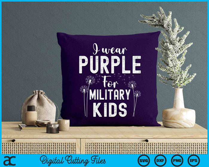 Ik draag paars voor militaire kinderen maand van het militaire kind SVG PNG digitale snijbestanden