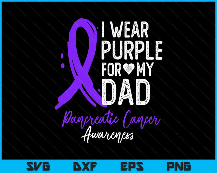 I Wear Purple For My Dad Shirt Pancreatic Cancer Awareness SVG PNG Digital Printable Files