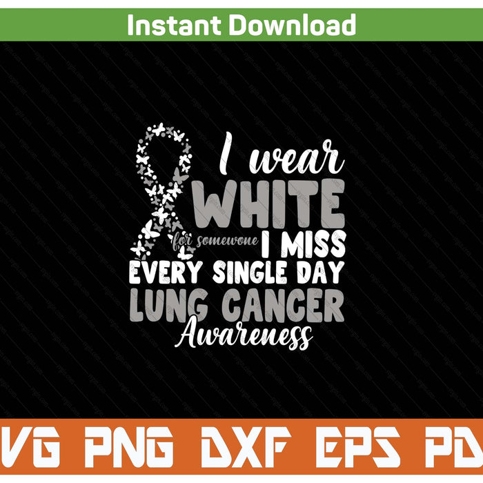 White ribbon lung cancer survivor SVG cut file