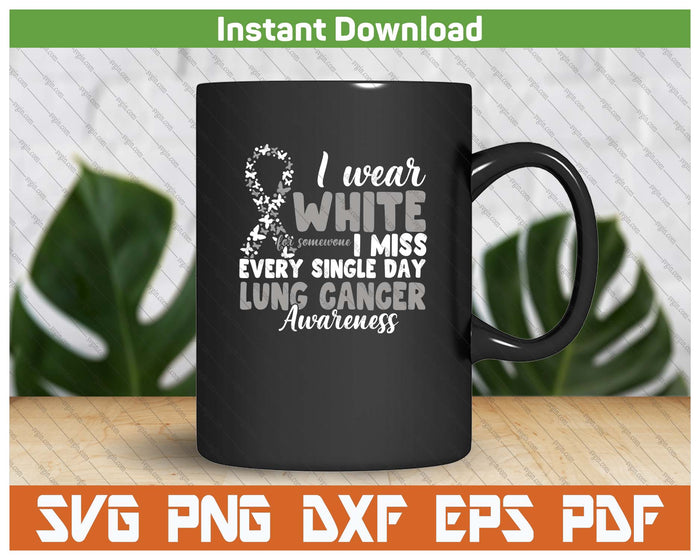 White Ribbon Lung Cancer Survivor SVG PNG Cutting Files