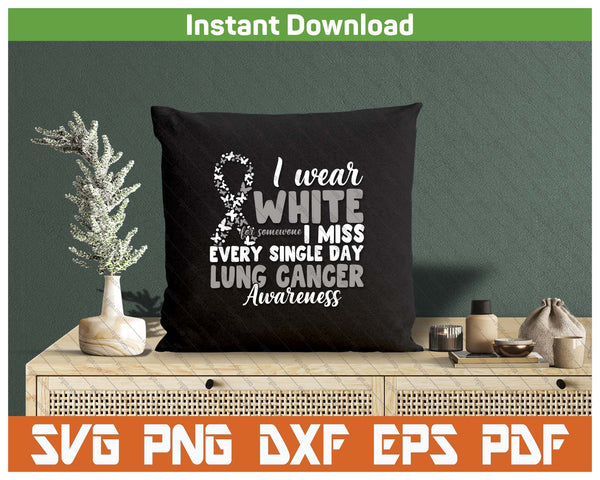 White Ribbon Lung Cancer Survivor SVG PNG Cutting Files