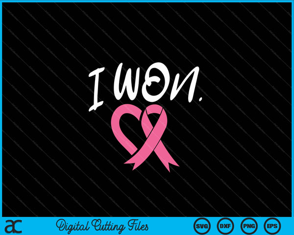 I Won Breast Cancer Awareness Support Pink Ribbon Survivor SVG PNG Cutting Printable Files