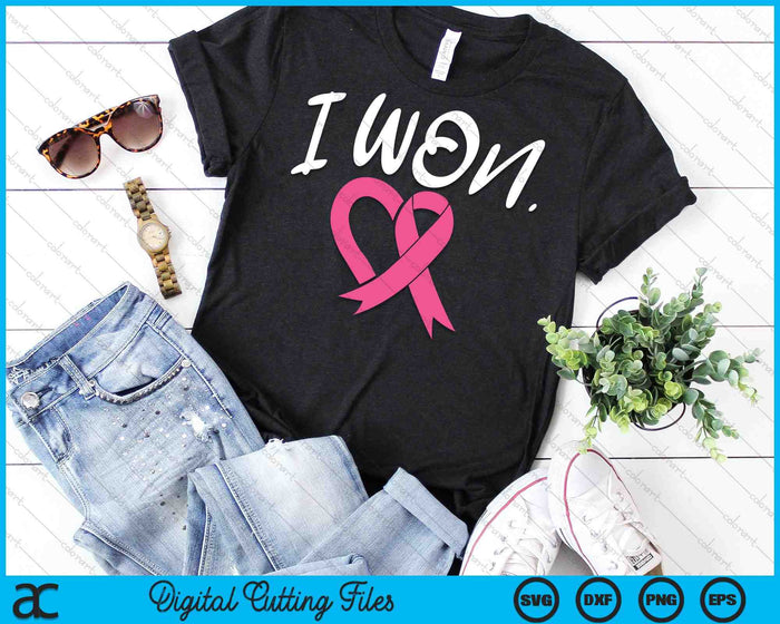 I Won Breast Cancer Awareness Support Pink Ribbon SVG PNG Digital Cutting Files