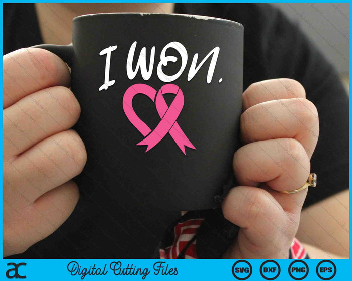 I Won Breast Cancer Awareness Support Pink Ribbon SVG PNG Digital Cutting Files