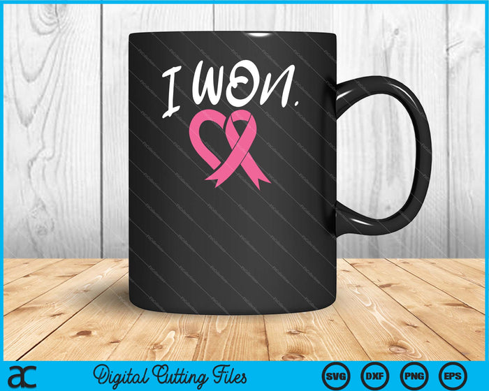 I Won Breast Cancer Awareness Support Pink Ribbon Survivor SVG PNG Cutting Printable Files