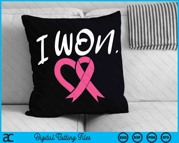 I Won Breast Cancer Awareness Support Pink Ribbon SVG PNG Digital Cutting Files