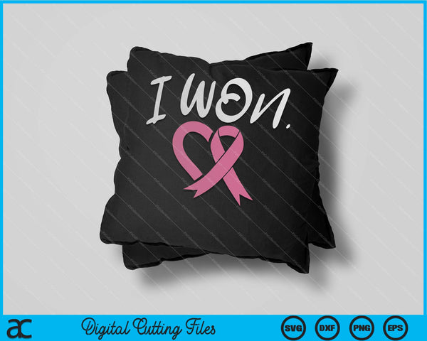 I Won Breast Cancer Awareness Support Pink Ribbon Survivor SVG PNG Cutting Printable Files