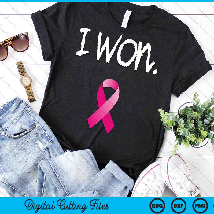 I Won Survivor Breast Cancer Awareness SVG PNG Digital Cutting Files