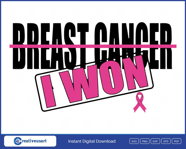 I Won Breast Cancer Survivor Stamp SVG design on a white background