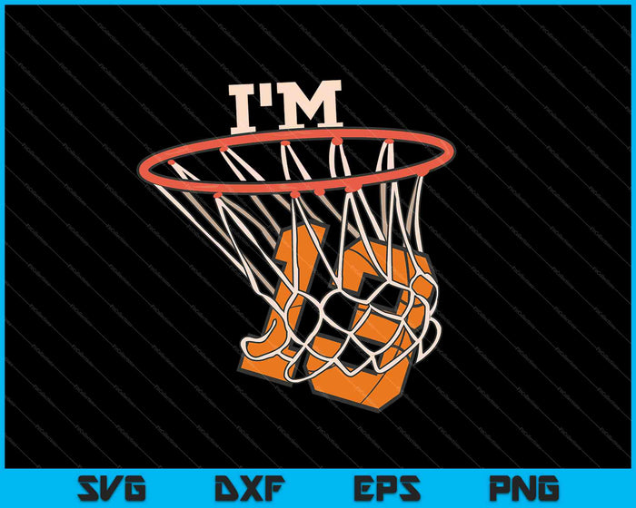 I'm 13 Basketball Theme Birthday Party Celebration SVG PNG Cutting Printable Files