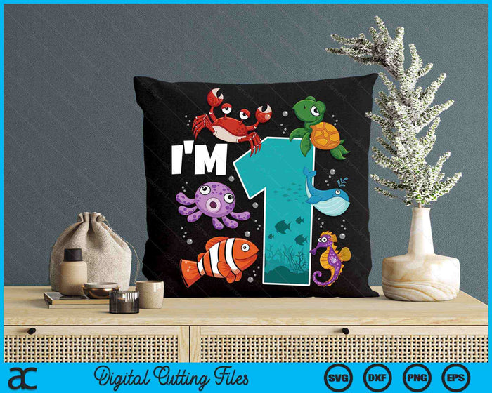 I'm 1 Ocean See Underwater 1 Year Old Under The Sea Birthday Party Digital Printable SVG PNG Files