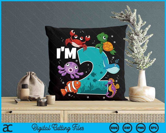 I'm 2 Ocean See Underwater 2 Year Old Under The Sea Birthday Party SVG PNG Digital Printable Files