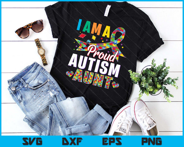 I'm A Proud Autism Aunt Autism Awareness Puzzle Piece Aunt SVG PNG Digital Cutting Files