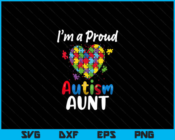 I'm A Proud Autism Aunt  Women Heart Puzzle Gifts SVG PNG Digital Cutting Files