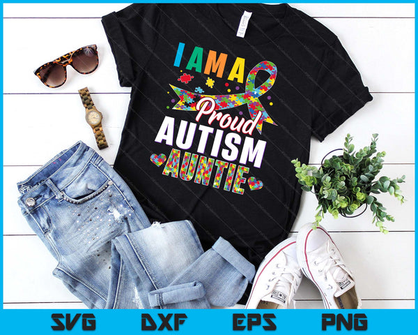 Ik ben een trotse autisme tante bewustzijn puzzelstuk SVG PNG digitale snijbestanden