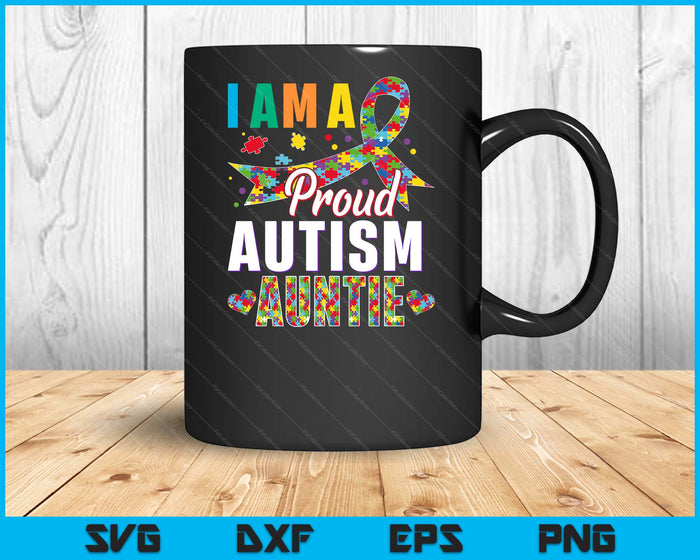 I'm A Proud Autism Auntie Awareness Puzzle Piece SVG PNG Digital Cutting Files