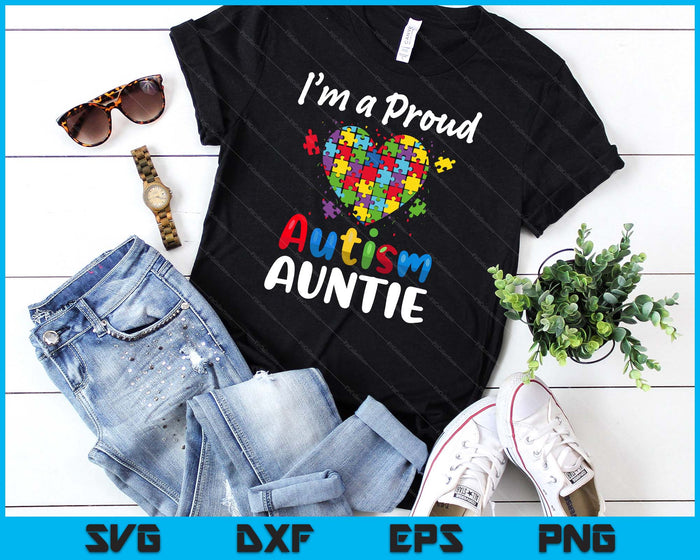 I'm A Proud Autism Auntie  Women Heart Puzzle Gifts SVG PNG Digital Cutting Files