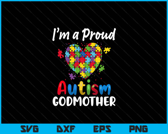 Ik ben een trotse autisme peetmoeder moeder moeder hart geschenken SVG PNG digitale snijbestanden 