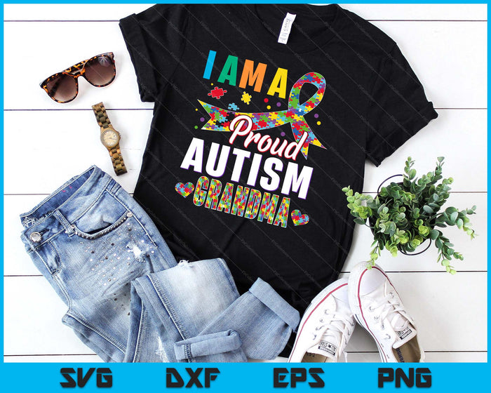 I'm A Proud Autism Grandma Awareness Puzzle Piece SVG PNG Digital Cutting Files