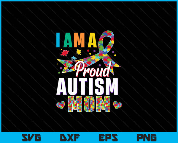 Ik ben een trotse moeder autisme bewustzijn puzzelstuk SVG PNG digitale snijbestanden