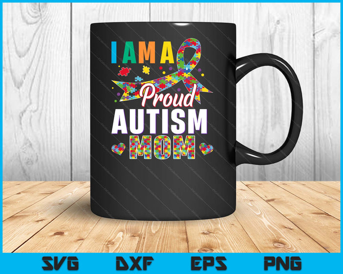 Ik ben een trotse moeder autisme bewustzijn puzzelstuk SVG PNG digitale snijbestanden