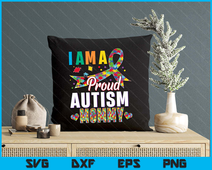 Ik ben een trotse autisme mama bewustzijn puzzelstuk SVG PNG digitale snijbestanden