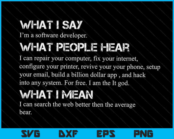 I'm A Software Developer Funny Programming SVG PNG Digital Cutting Files