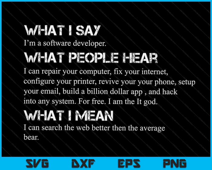 I'm A Software Developer Funny Programming SVG PNG Digital Cutting Files