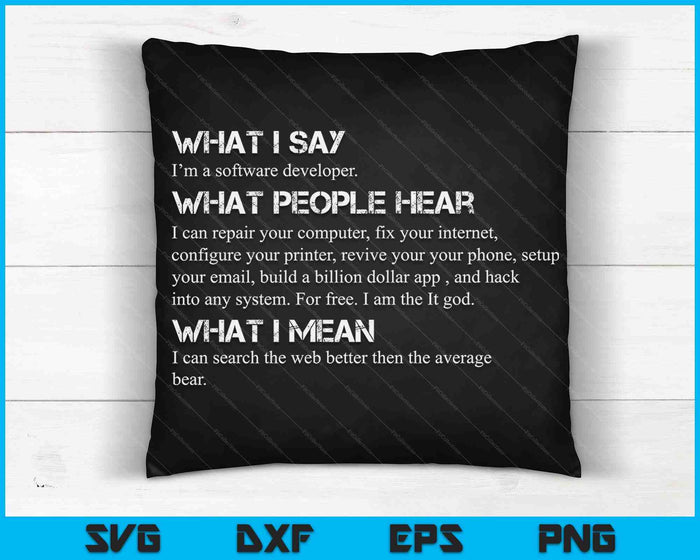 I'm A Software Developer Funny Programming SVG PNG Digital Cutting Files