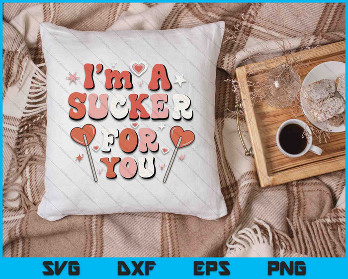 Ik ben een sukkel voor je Retro Love Funny Valentijnsdag SVG PNG digitale snijbestanden