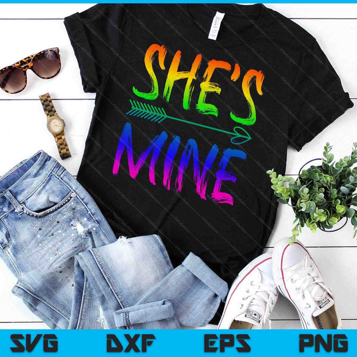 I'm Hers She's Mine Matching LGBT Pride Lesbian Couple SVG PNG Digital Cutting Files