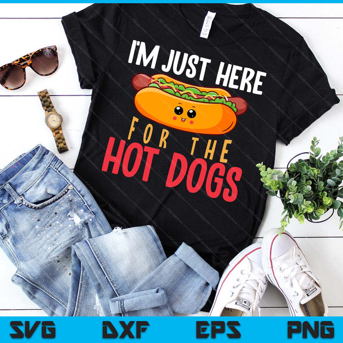 I'm Just Here For The Hot Dogs Unisex Adult Black Cartoon Hot Dog SVG PNG Digital Printable Files