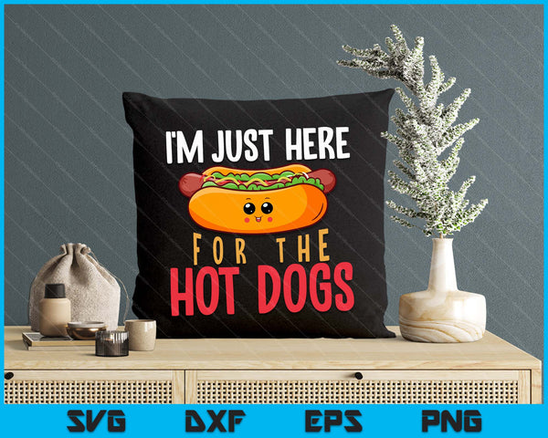 I'm Just Here For The Hot Dogs Unisex Adult Black Cartoon Hot Dog SVG PNG Digital Printable Files