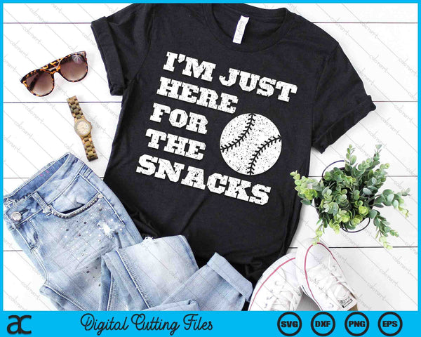 I'm Just Here For The Snacks Cute Vintage Baseball For Kids SVG PNG Digital Cutting Files