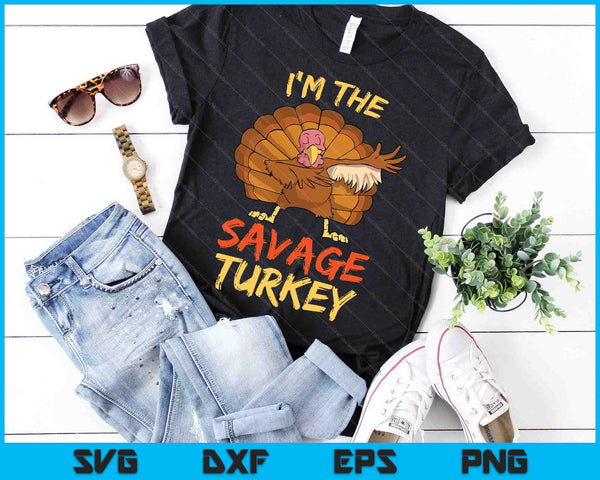 Ik ben de wilde Turkije bijpassende familiegroep Thanksgiving SVG PNG digitale snijbestanden