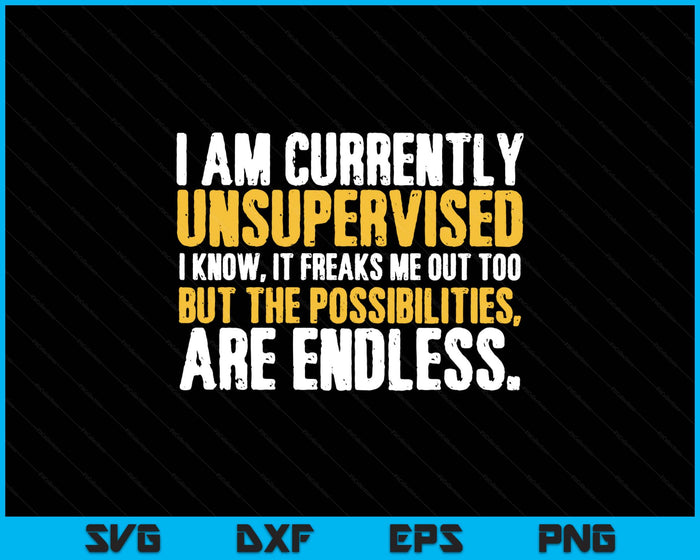 I'm currently unsupervised funny sarcastic SVG PNG Digital Printable Files