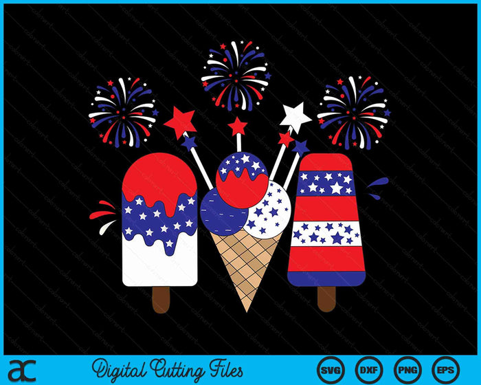 Ice Cream 4th Of July Funny Patriotic American Flag SVG PNG Digital Cutting Files