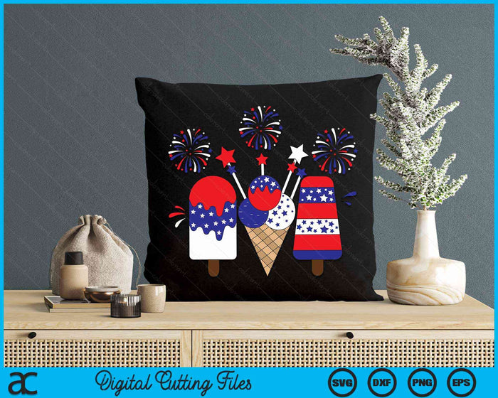 Ice Cream 4th Of July Funny Patriotic American Flag SVG PNG Digital Cutting Files