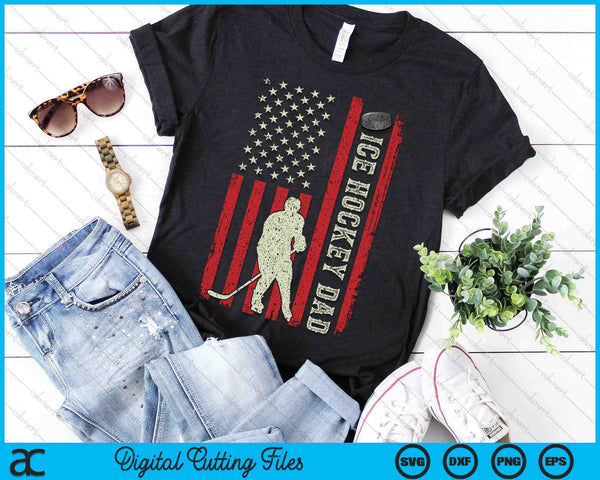 Ice Hockey Dad US Flag Gifts For Dad Men Patriotic Fathers Day SVG PNG Digital Printable Files