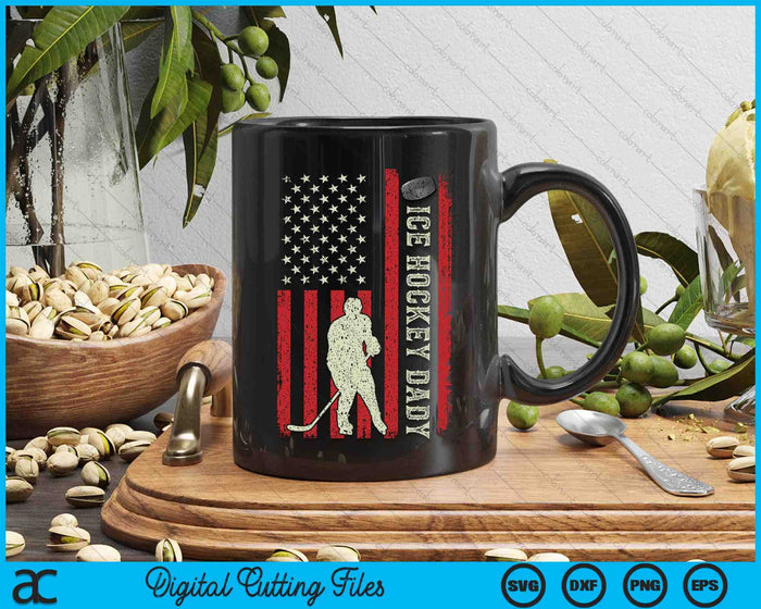 Ice Hockey Dady US Flag Gifts For Dady Men SVG PNG Digital Printable Files