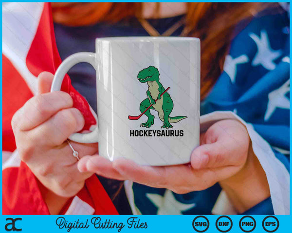 Ice Hockey Dinosaur Hockey Boy Kids Hockey Hockeysaurus SVG PNG Digital Cutting Files - on a t-shirt