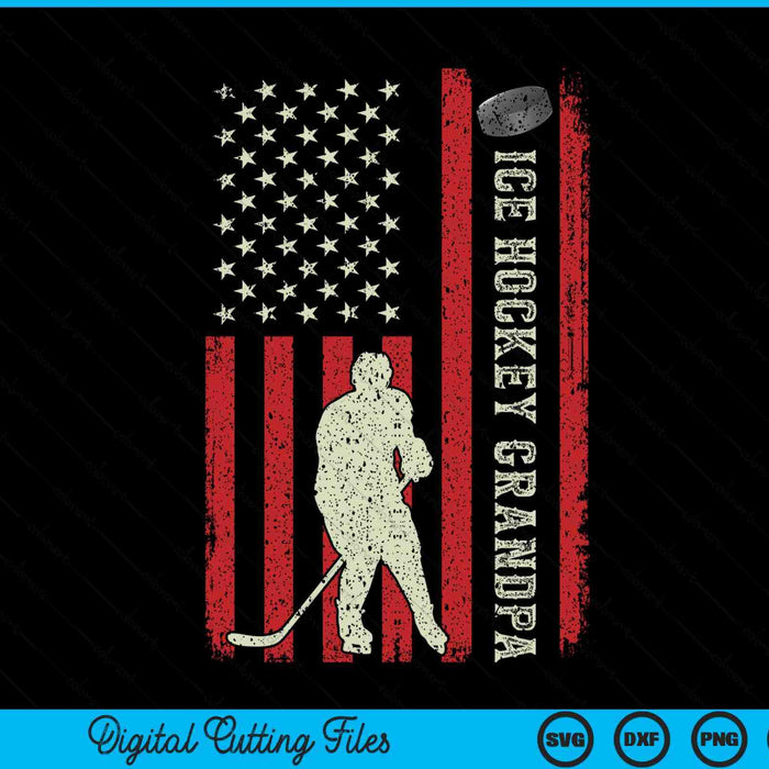 Ice hockey grandpa US flag for grandpa SVG PNG cut file for Cricut