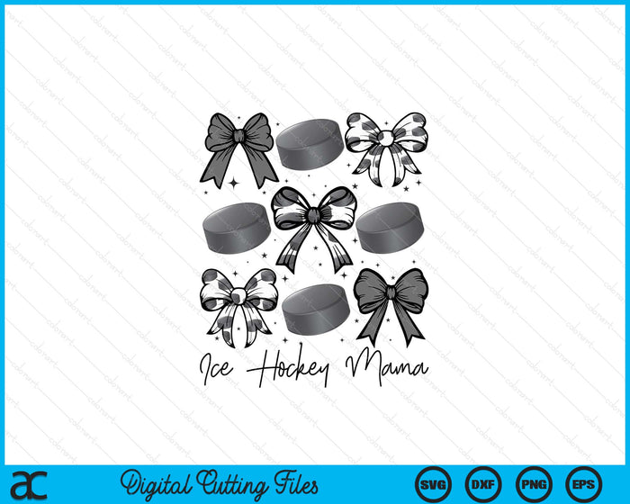 Ice Hockey Mama Coquette Bow Ice Hockey Season SVG PNG Digital Printable Files