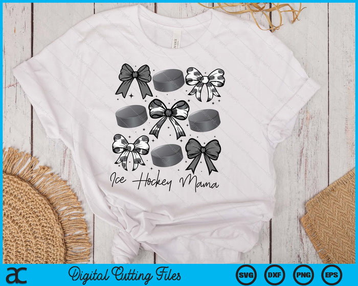 Ice Hockey Mama Coquette Bow Ice Hockey Season SVG PNG Digital Printable Files