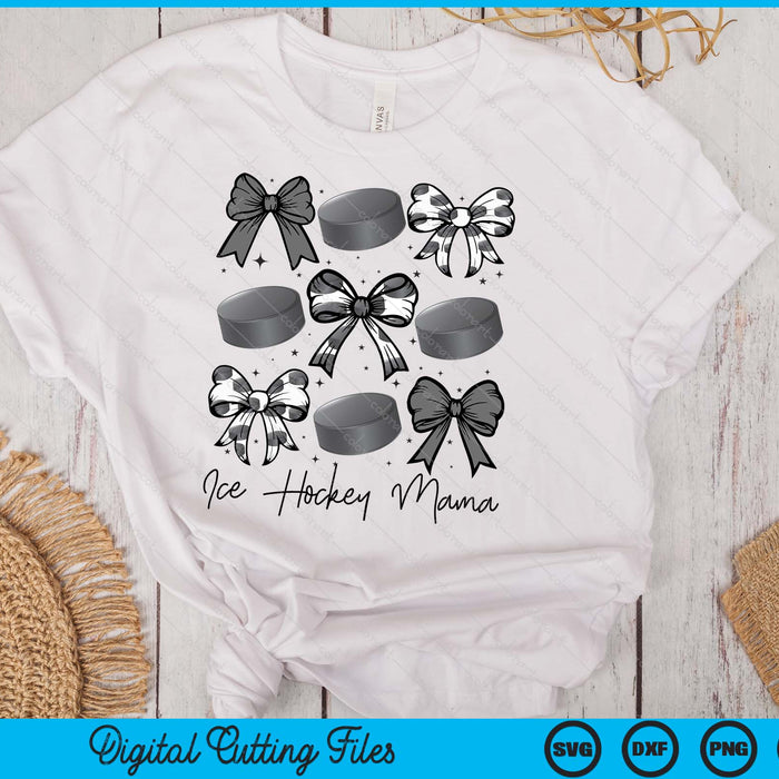 Ice Hockey Mama Coquette Bow Ice Hockey Season SVG PNG Digital Printable Files