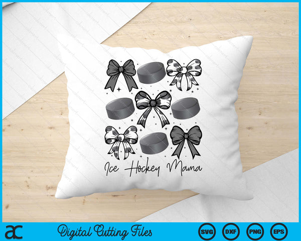 Ice Hockey Mama Coquette Bow Ice Hockey Season SVG PNG Digital Printable Files