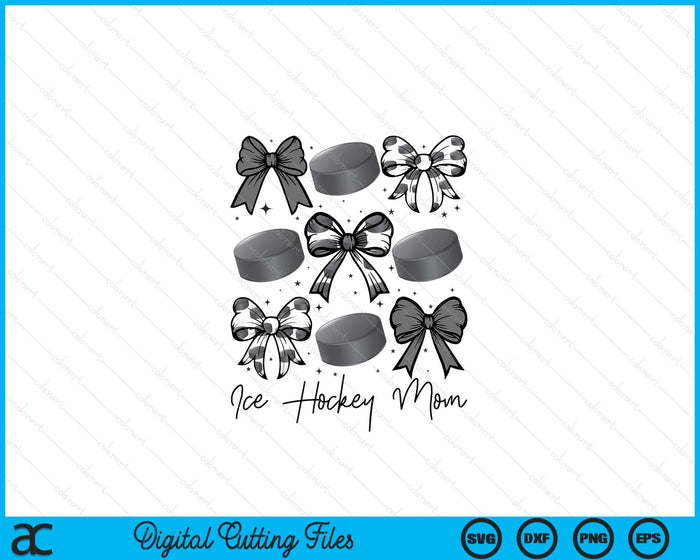 Ice Hockey Mom Coquette Bow Ice Hockey Season SVG PNG Digital Printable Files