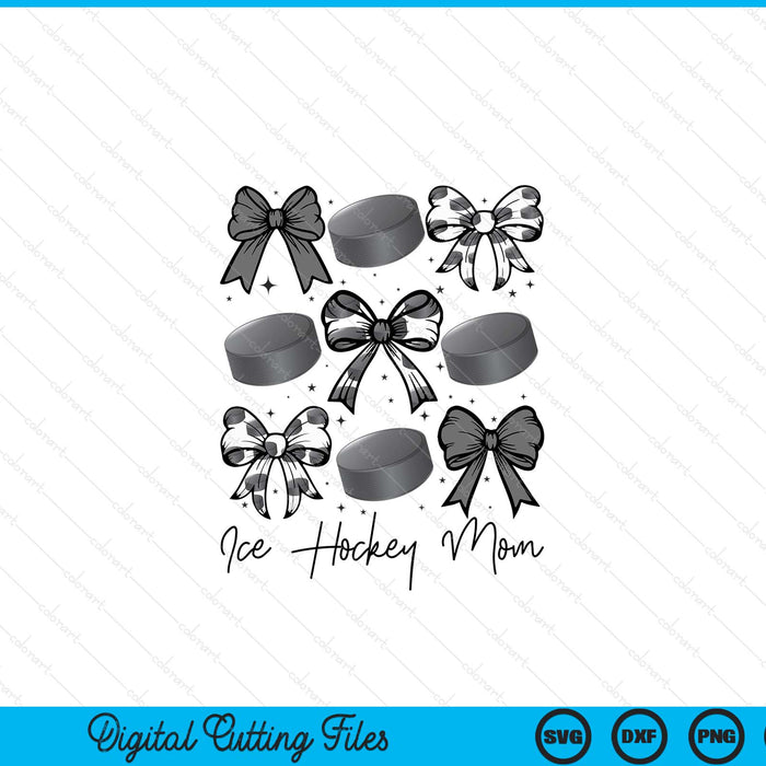 Ice hockey mom coquette bow season SVG PNG cut file for Cricut
